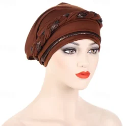 New 8 Colors Muslim Women Inner Caps Braided Bandanas Hijab Comfort Fashion Turban Hat Colorful Chemo Hats Head Wearing turbante Women Hats