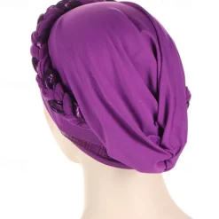New 8 Colors Muslim Women Inner Caps Braided Bandanas Hijab Comfort Fashion Turban Hat Colorful Chemo Hats Head Wearing turbante Women Hats