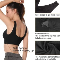 New 2 Pack Underwear Women's Plus Size Deep U Comfortable Beauty Back Yoga Vest with Pads No Steel Ring Gathered Shock-proof Sports Bra Home Outfits Women Lingerie