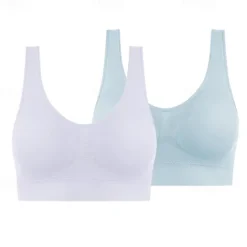 New 2 Pack Underwear Women's Plus Size Deep U Comfortable Beauty Back Yoga Vest with Pads No Steel Ring Gathered Shock-proof Sports Bra Home Outfits Women Lingerie