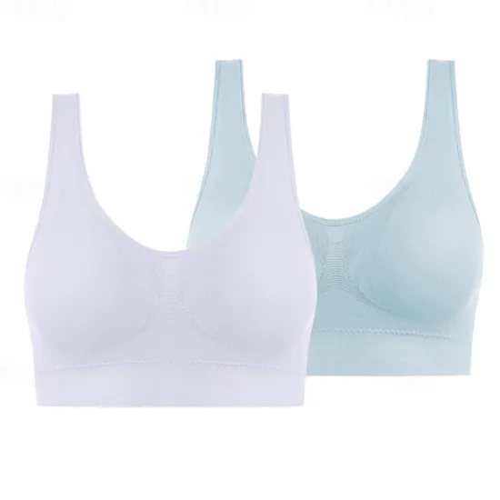 New 2 Pack Underwear Women's Plus Size Deep U Comfortable Beauty Back Yoga Vest with Pads No Steel Ring Gathered Shock-proof Sports Bra Home Outfits Women Lingerie