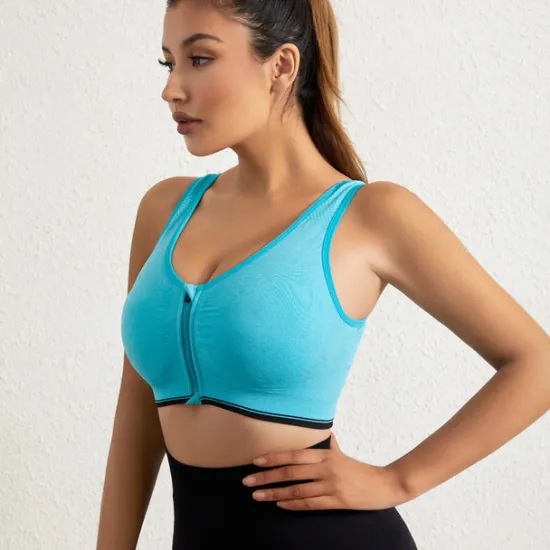 New 3 Pack Women's High Support Sports Bra Running Bra Seamless Zip Front Racerback Bra Top Padded Yoga Fitness Gym Workout Breathable Shockproof Quick Dry Khaki Black White Solid Colored Home Outfits Women Lingerie