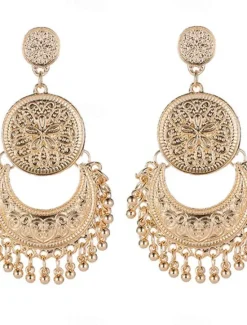 Hot 1 Pair Alloy Bohemian Sun&Moon Earrings For Women's Daily Festival Prom Date Beach Women Trendy Jewelry