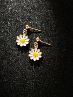 Best 1 Pair Drop Earrings For Women's Birthday Gift Prom Alloy Classic Daisy Women Trendy Jewelry