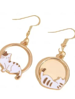 Hot 1 Pair Drop Earrings For Women's Street Gift Date Alloy Classic Cat Moon Women Trendy Jewelry