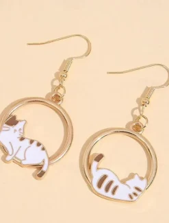 Hot 1 Pair Drop Earrings For Women's Street Gift Date Alloy Classic Cat Moon Women Trendy Jewelry