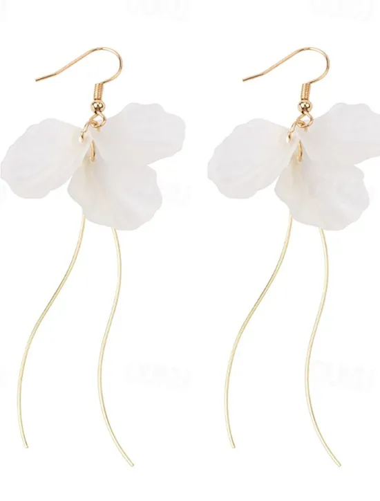 Outlet 1 Pair Drop Earrings Hanging Earrings For Women's Birthday Party Evening Gift Alloy Drop Fashion Petal Women Trendy Jewelry