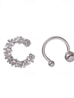 Online 1 Pair Ear Cuff For Women's Wedding Gift Date Alloy Fancy Fashion Diamond Women Trendy Jewelry