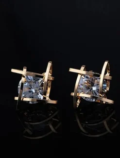 Outlet 1 Pair Stud Earrings Ball Earrings For Women's Birthday Party Evening Gift Copper Vintage Style Fashion Diamond Women Trendy Jewelry