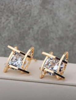 Outlet 1 Pair Stud Earrings Ball Earrings For Women's Birthday Party Evening Gift Copper Vintage Style Fashion Diamond Women Trendy Jewelry