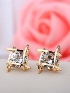 Outlet 1 Pair Stud Earrings Ball Earrings For Women's Birthday Party Evening Gift Copper Vintage Style Fashion Diamond Women Trendy Jewelry