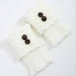 Hot 1 Pair Women Solid Warm Boots Cover Foot Covers Autumn and Winter Knitted Twist Button Short Leg Pads Knee Socks Boots Cover Women Socks