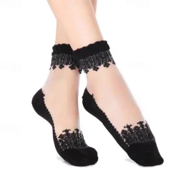 1 Pair Women's Fishnet Tights Party Daily Holiday Solid Color Casual Lolita Vintage Retro Casual Cute Socks Women Socks