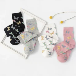 Outlet 4 Pairs Women's Crew Socks Daily Animal Patterned Cotton Simple Lolita Cute Sports Socks Women Socks