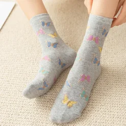Outlet 4 Pairs Women's Crew Socks Daily Animal Patterned Cotton Simple Lolita Cute Sports Socks Women Socks