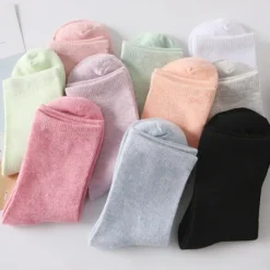 Outlet 10 Pairs Women's Crew Socks Work Daily Holiday Solid Color Sporty Simple Classic Casual / Daily Socks Women Socks