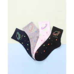 Sale 4 Pairs Women's Crew Socks Work Daily Holiday Retro Cotton Classic Casual Formal Warm Casual Cute Socks Women Socks