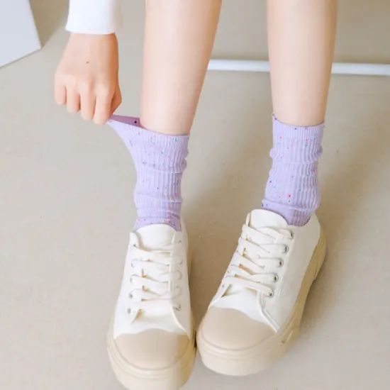 Discount 6 Pairs Women's Crew Socks Wedding Work Holiday Multi Color Simple Casual Lolita Cute Sports Women Socks