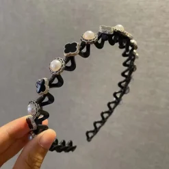 Online 1 Pc Fashion Thin Headbands with Teeth Rhinestone Comb Headband Flower Wave Rhinestone Headbands Hair Clip Plastic Tooth Comb Headbands and Hair Bun Holders Wavy Hairbands Women Accessories