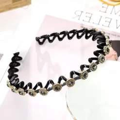 Online 1 Pc Fashion Thin Headbands with Teeth Rhinestone Comb Headband Flower Wave Rhinestone Headbands Hair Clip Plastic Tooth Comb Headbands and Hair Bun Holders Wavy Hairbands Women Accessories