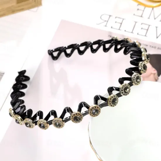 Online 1 Pc Fashion Thin Headbands with Teeth Rhinestone Comb Headband Flower Wave Rhinestone Headbands Hair Clip Plastic Tooth Comb Headbands and Hair Bun Holders Wavy Hairbands Women Accessories