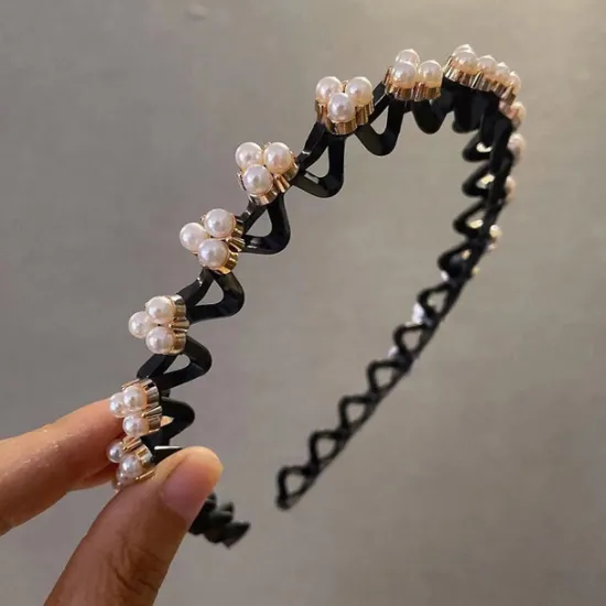 Online 1 Pc Fashion Thin Headbands with Teeth Rhinestone Comb Headband Flower Wave Rhinestone Headbands Hair Clip Plastic Tooth Comb Headbands and Hair Bun Holders Wavy Hairbands Women Accessories