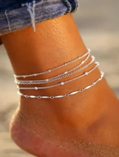 Best Ankle Bracelet Personalized Stylish Simple Women's Body Jewelry For Party Evening Holiday Classic Alloy Weave 5 PCS Women Trendy Jewelry