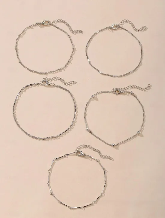 Best Ankle Bracelet Personalized Stylish Simple Women's Body Jewelry For Party Evening Holiday Classic Alloy Weave 5 PCS Women Trendy Jewelry