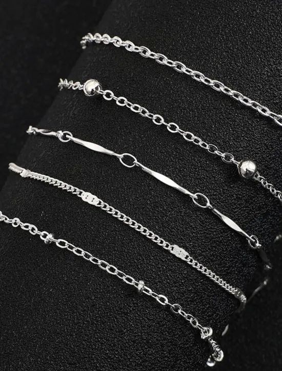 Best Ankle Bracelet Personalized Stylish Simple Women's Body Jewelry For Party Evening Holiday Classic Alloy Weave 5 PCS Women Trendy Jewelry