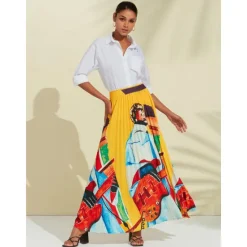 Clearance Artistic Print High Beach Skirt Women Skirts