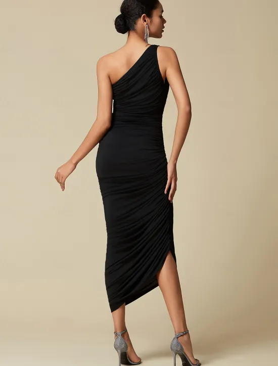 New Elegant Party/Wedding Guest Ruched Sleeveless One Shoulder Elegant Midi Dress dress to impress 2024 Women Cocktail Dress