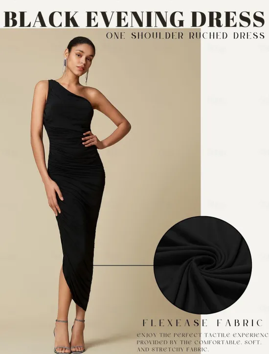 New Elegant Party/Wedding Guest Ruched Sleeveless One Shoulder Elegant Midi Dress dress to impress 2024 Women Cocktail Dress