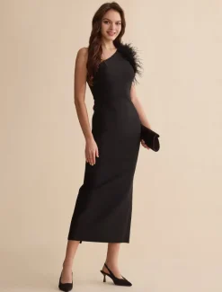 Online Fashion Party/Wedding Guest One Shoulder Feather Polyeste Maxi Dress dress to impress 2024 Women Cocktail Dress