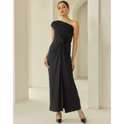 Best Sleeveless Ruched Twist Elegant Party/Evening/Wedding Guest Hem Maxi Dress dress to impress 2024 Women Cocktail Dress