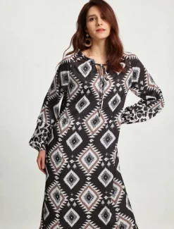 Online Boho Abstract Animal Print Maxi Dress Women Casual Dress