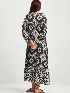 Online Boho Abstract Animal Print Maxi Dress Women Casual Dress