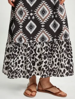 Online Boho Abstract Animal Print Maxi Dress Women Casual Dress