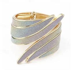 Online Bracelet Bangles Wide Bangle Hollow cuff Party Statement Ladies Vintage Open Alloy Bracelet Jewelry Rainbow / Rainbow / White For Gifts Women Trendy Jewelry