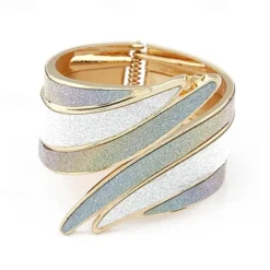 Online Bracelet Bangles Wide Bangle Hollow cuff Party Statement Ladies Vintage Open Alloy Bracelet Jewelry Rainbow / Rainbow / White For Gifts Women Trendy Jewelry