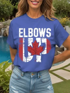 Discount Canada Women's T Shirt Graphic Flag Letter Vintage Stylish Casual Short Sleeve Crew Neck Round Neck Regular Tops Daily Weekend Print Black and White White Black Black White Red Women Independence Day Top