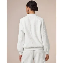 Discount Casual Crew Neck Textured Raglan Sleeve Bomber Jacket Women Cardigans & Outerwears|Jackets