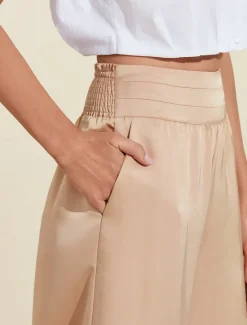 Outlet Casual Satin Wide Leg Trousers Women Pants