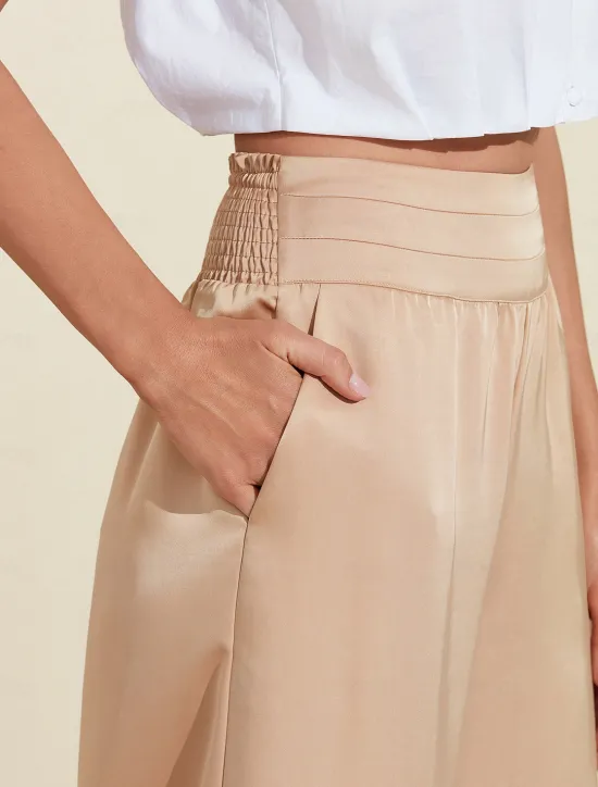 Outlet Casual Satin Wide Leg Trousers Women Pants