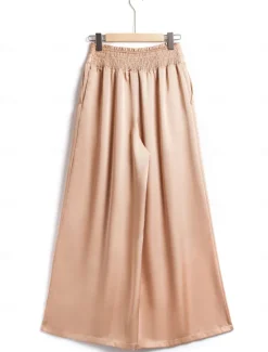 Outlet Casual Satin Wide Leg Trousers Women Pants