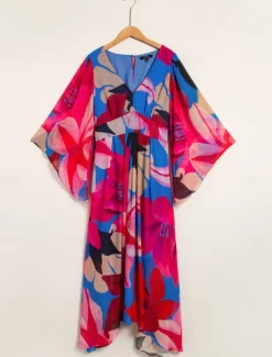 New Chiffon Floral V Neck Maxi Dress Women Casual Dress
