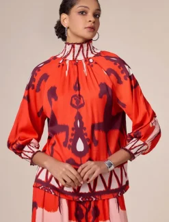 Hot Chiffon Bohemian Printing Turtleneck Blouse Women Blouses & Shirts