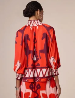 Hot Chiffon Bohemian Printing Turtleneck Blouse Women Blouses & Shirts