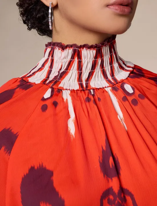 Hot Chiffon Bohemian Printing Turtleneck Blouse Women Blouses & Shirts