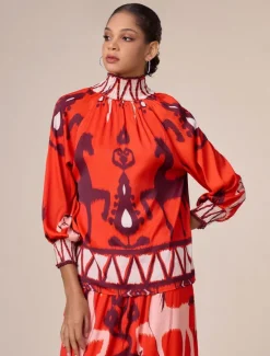 Hot Chiffon Bohemian Printing Turtleneck Blouse Women Blouses & Shirts
