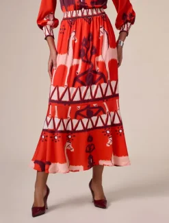Best Chiffon Printing Elegant Bohemia Midi Skirt Women Skirts